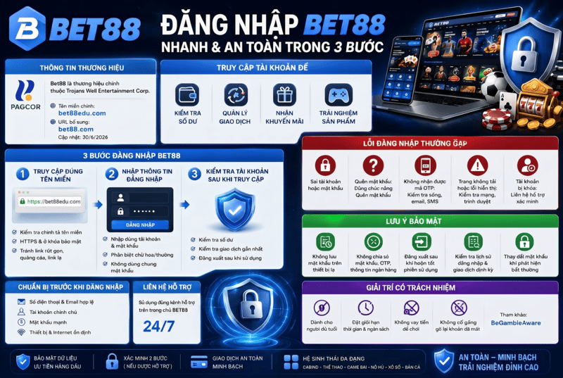 Hướng Dẫn Đăng Nhập BET88 Nhanh Và An Toàn Trong 3 Bước